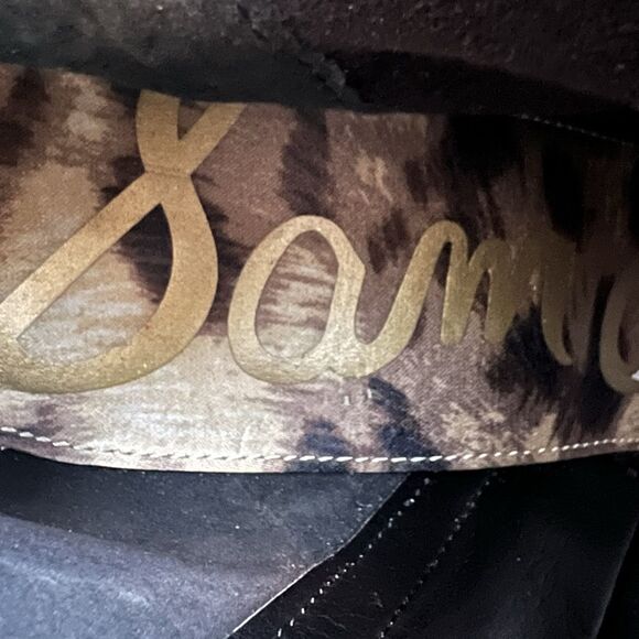 Sam Edelman Black Kit Suede Heeled  Ankle Booties Women 8 M Double Side Buckle - Picture 14 of 16